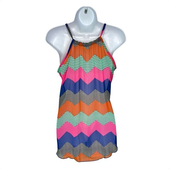 R Rouge Women’s S Spaghetti Strap Sheer Chevron Top - Picture 5 of 7